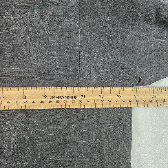 Tommy Bahama Men's Shirt Size Large Silk Short Sleeve Black Button Up Palm Trees - Picture 8 of 9